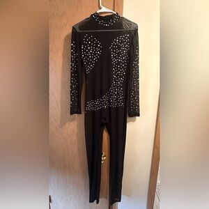Black Rhinestone Bodysuit